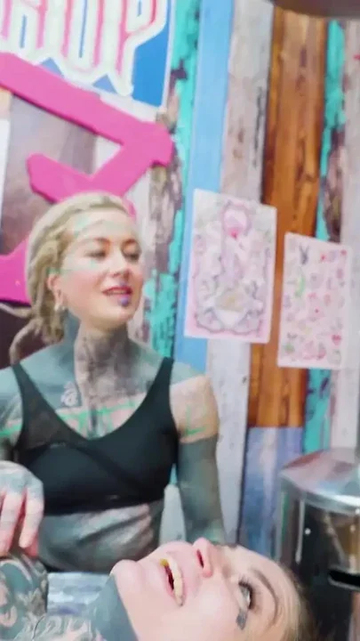 Big Dicks with Couple Inked Foursome Merry Gets Tatted Clip 1