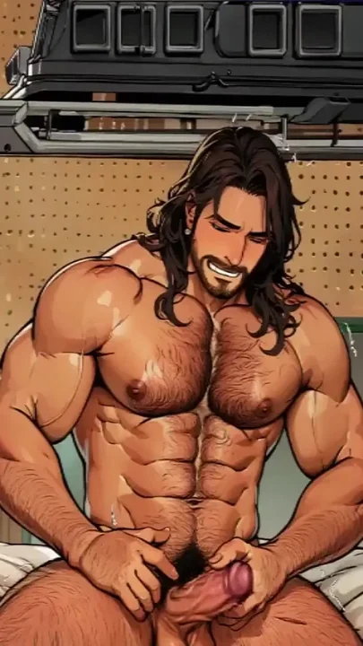 Hairy Burly Men in Garage Ai Porn