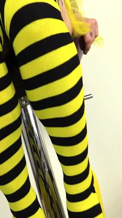 Hottie Lilith Dressed up in a Bee Cosplay Costume with Stockings