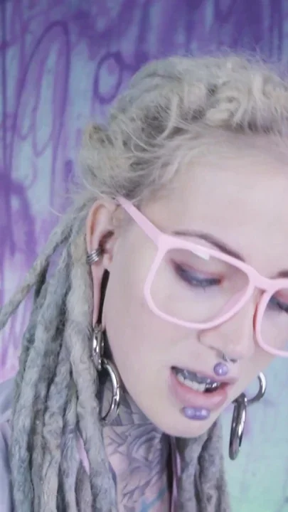 Tattood Girl with Glasses and Buttplug Fucks a Tattooed Dick DP Facial