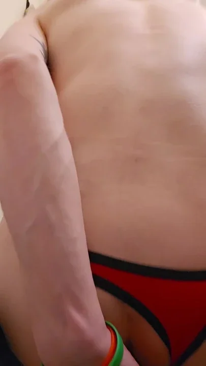 Twink in stocking fucks self doggy style