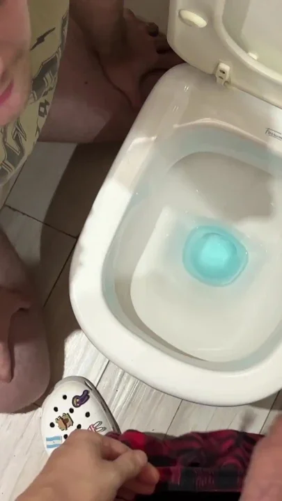 He Kisses My Big Hard Cock While I Pee