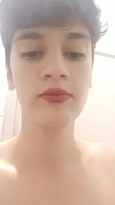 Sissy Serena licks the cum from her lips after self facial