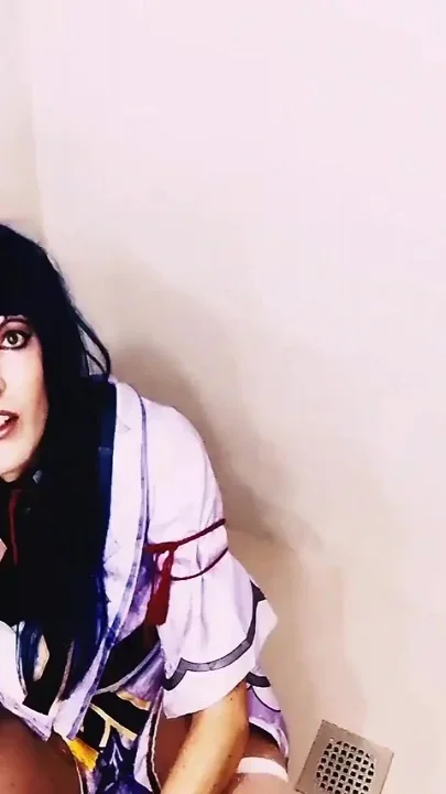 Purple Hair Cosplayer Puts Different Dildos in Her Ass