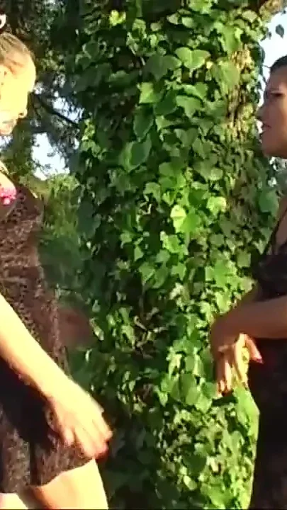 Blonde and brunette hot lesbians hairy pussy licking in the garden