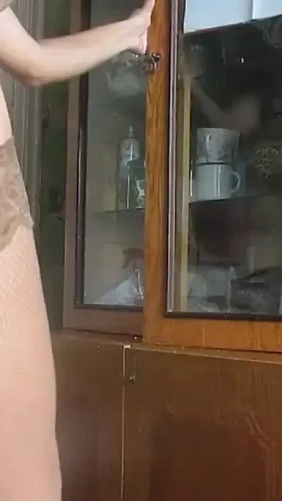 The hostess took up cleaning in some stockings