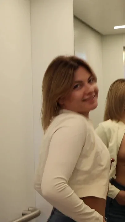 POV Risky Elevator Quickie - Flashing Tits & Sloppy Deepthroat cum in Mouth