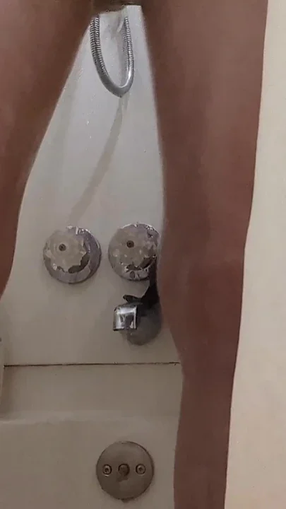 Wet Tan Pantyhose in the Shower