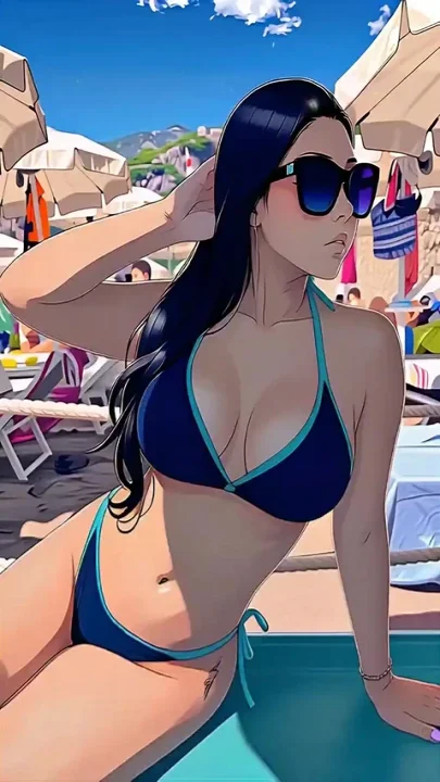 Hot girl in beach playing with her bigg booty and cherry seductive look