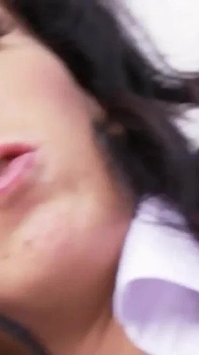 Dark hair saggy Tits Girl with Hairy Pierced Pussy suprised Gloryhole fuck by