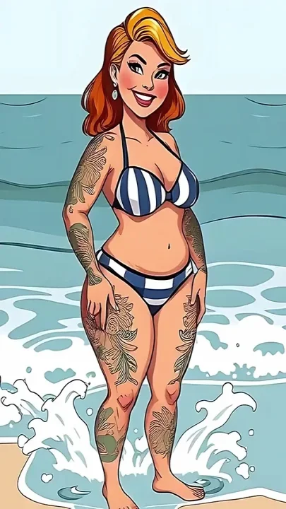 Ai Tattoo Art Curvy Bikini Women