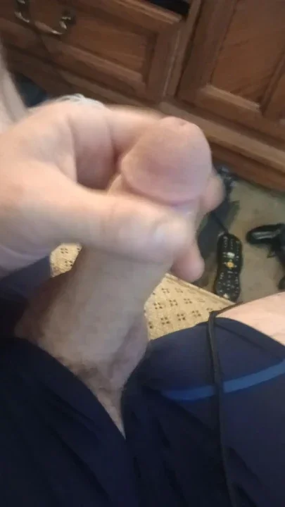 Close-up solo stroking cock until I cum all over myself