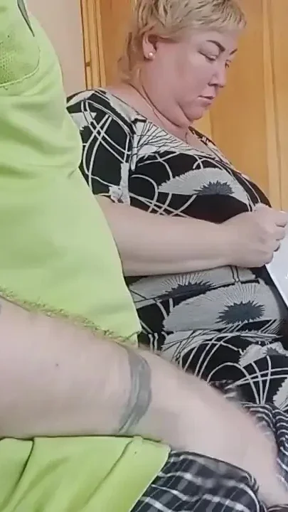 The bitch jerks off my cock in the waiting room