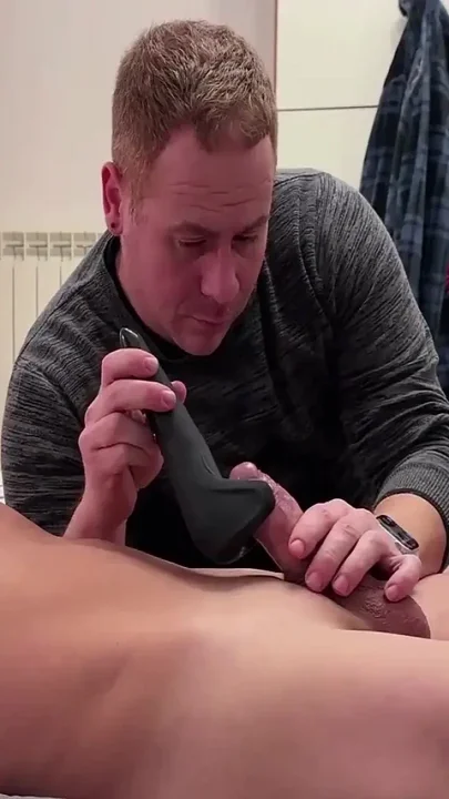 Using a toy with my boyfriend and I cum in his mouth