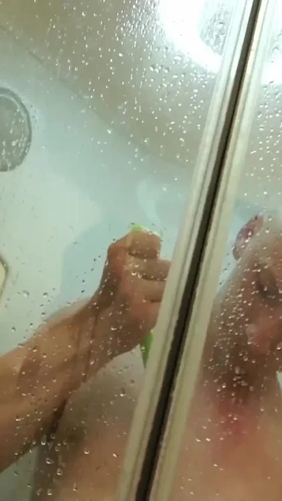 Shower with a Huge Cock and Dildo