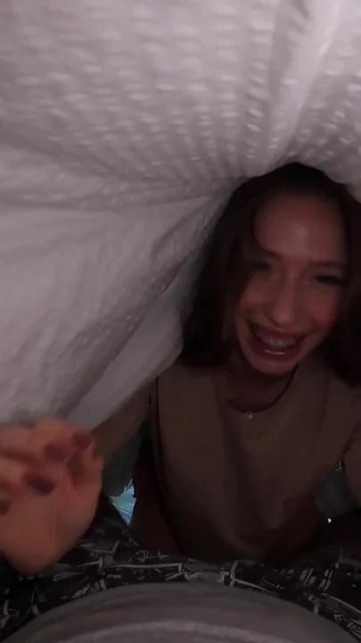 Morning Surprise Waking Him Up with Kisses Under the Sheets Clip 1
