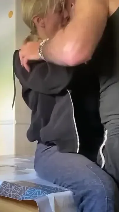Wife in the Table of Kitchen Eating Pussy Whit Cream Spray