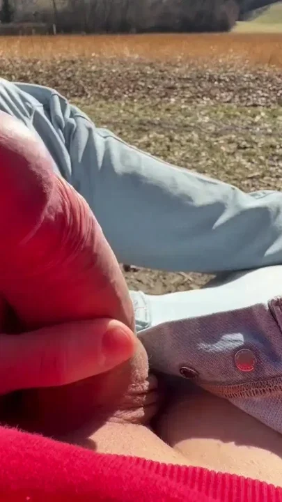 Jacking hard beautiful dick with view and cumming in the sun Clip 2