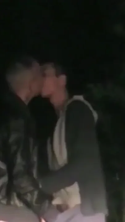 Twink sucking his friend outdoor in the night