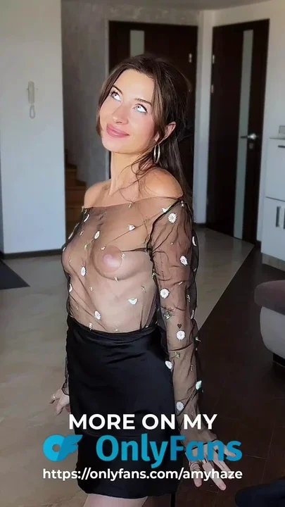 Cute Brunette Shows Her TITS in a Sheer Top