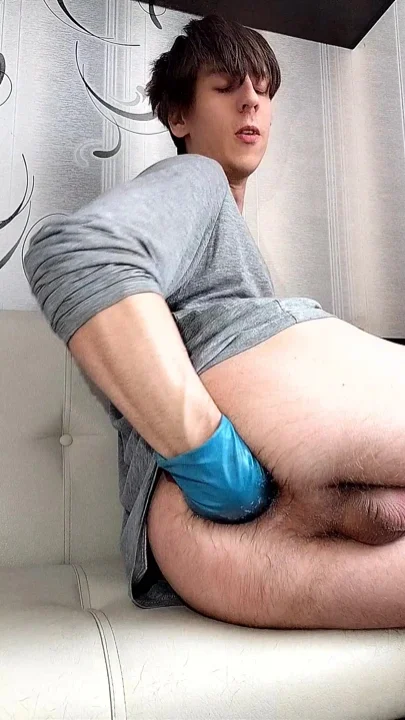 After Fisting Himself He Came Like a Girl with a Squirt From Anal Stimulation in