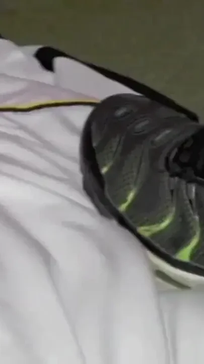Slut used by sneakers of top blond guy