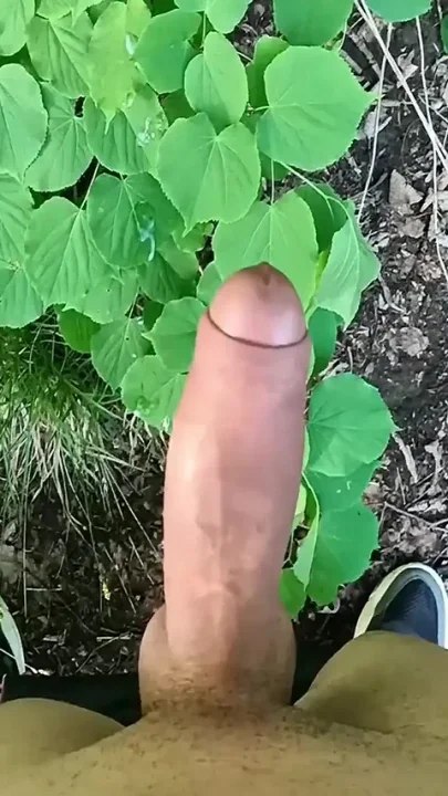 Thick Dick Outdoor Cumshot and Close up Looking on Cum