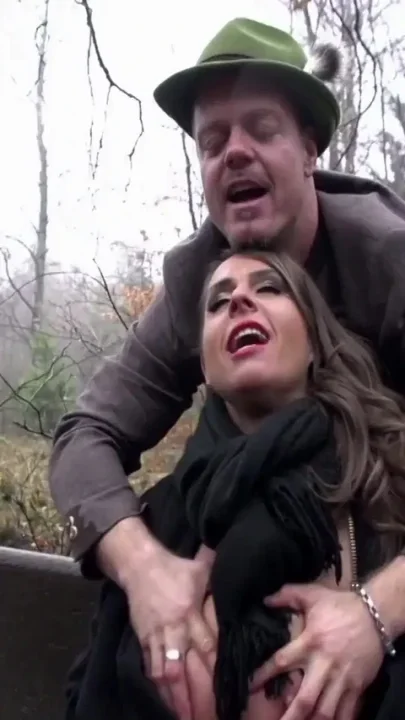 Big boobs MILF gets a warm load outdoor