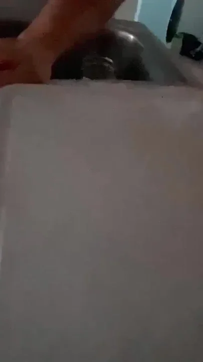 Piss queen drinks his urine Off kitchen counter Clip 1