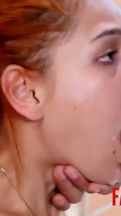 Petite Latina Cutie Swallows BWC While Pinned To The Wall Clip 2