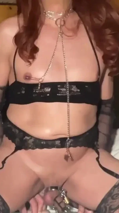 Luxiatv submissive and with the chastity cage Clip 1