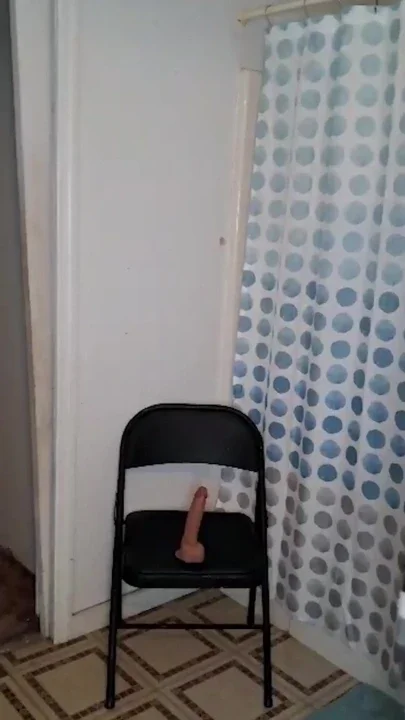 Hot MILF has issues trying to chair fuck her dildo Clip 1