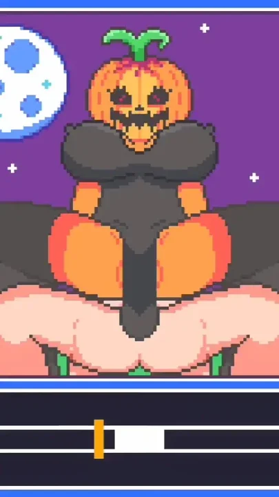 Human man with big dick fucks a pumpkin girl with big boobs and get married Clip 1