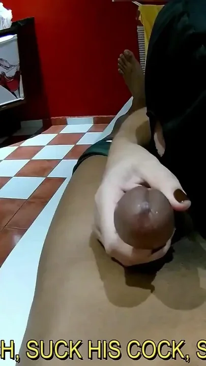Cuckold Husband Watch and Helps His Wife to Suck Cock