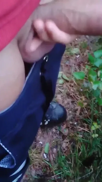 Twink Jerks off His Big Thick Dick Outdoor and He Cums Very Big Load