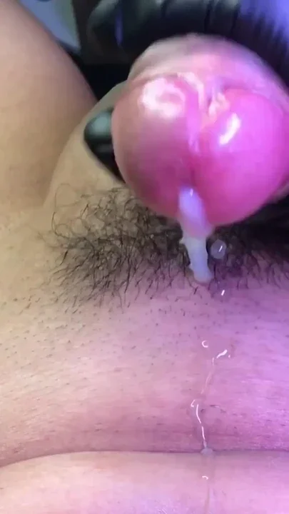 Close up cumshot in slowmo wet foreskin Clip 1