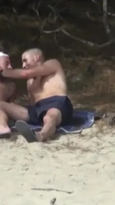 French straight fucked in the beach