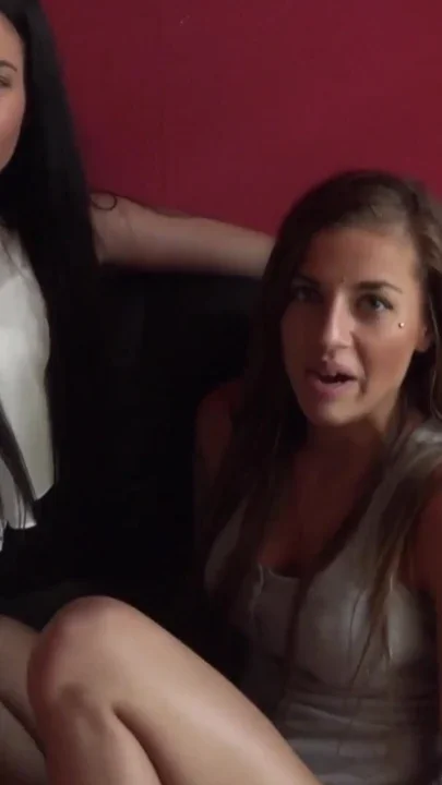 Nasty babes share one cock in homemade POV fuck
