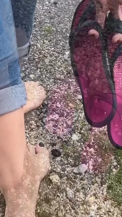 Dirty Feet Soles Walking and Teasing