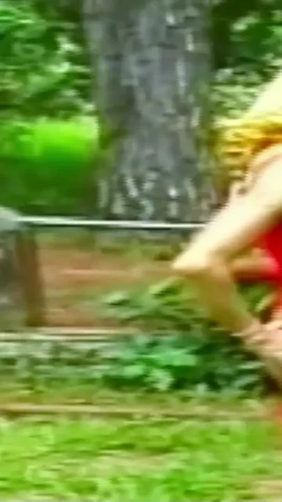 Blonde Tranny Gets Secretly Fucked in the Woods in Her Tight Asshole