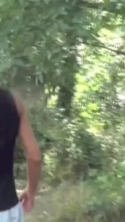 Sexy twink fucked by older in exhib cruising outdoor