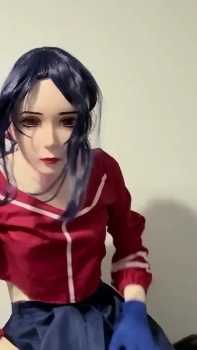 Kigurumi Mask Cosplay Masturbating and Estim Clip 1