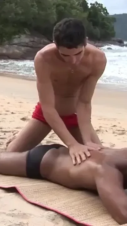 Interracial anal sex on the beach