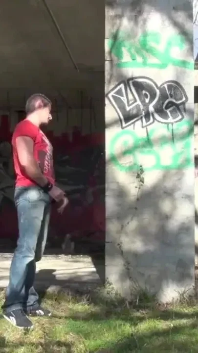 Sexy bottom used by top discreet in outdoor place