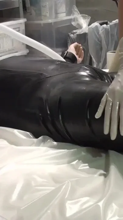 Doctor latex Danielle tests his sperm