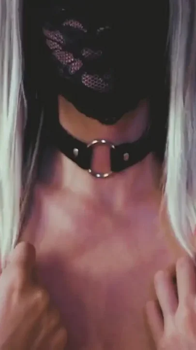 Sweet Blonde in Leather Handcuffs Makes You Cum Slowly and Gently