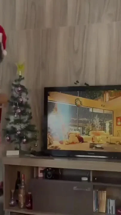 BBW Christmas Cleaning in a Festive Transparent Dress