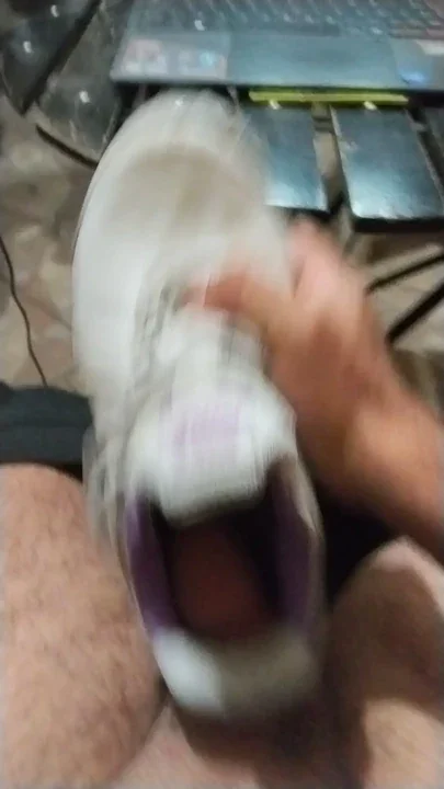 Fucking a hole in my Nike air Cum inside Trailer