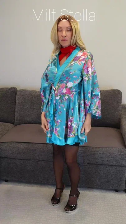 Blue Robe with Black Heels