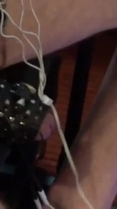 Riding a Dildo in the Leather Arm Binder with Electro CBT Spikes and Piss Funnel